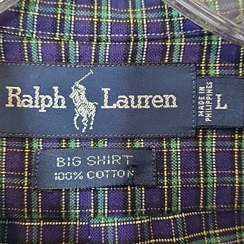 POLO Ralph Lauren Big Shirt Button down Purple & Green cotton